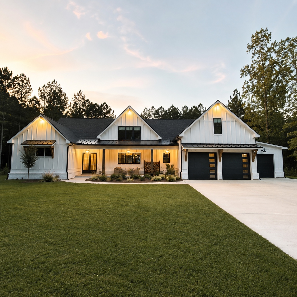 Front exterior of the home at twilight